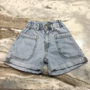 ZARA Paperbag High Waisted Bermuda Denim Shorts Size 6 - Picture 1 of 4
