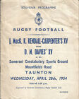 J Macg K Kendall Carpenters Xv V D M Daviess Xv 28 Apr 1954 Rugby Programme