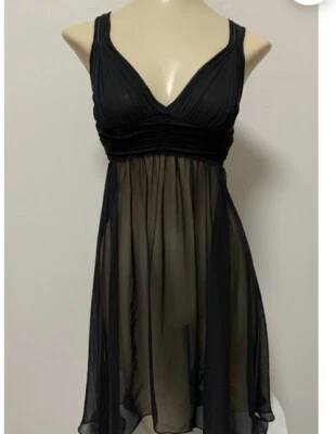 Victorias Secret Size Medium Vintage 90s Black Gown Nightie Slip Dress Y2K - Image 1 of 4