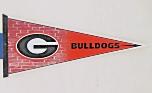 UNIVERSITY OF GEORGIA BULLDOG BRICK TRIANGLE 12" X 30" FELT WALL PENNANT NEW - Picture 1 of 1