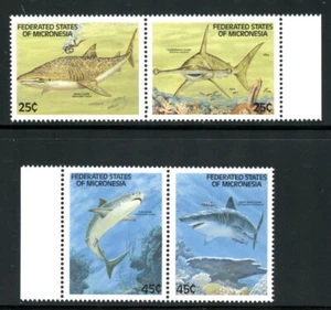 MICRONESIA 78a-80a (77-80), 1989 SHARKS, SETEN PAIRS, MNH (MIC812) - Picture 1 of 1