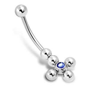 Stainless Steel Cubic Zirconia Flower Cross Hinged Belly Button Navel Ring