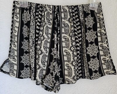 ¡Pruébalo! Pantalones Cortos Mujer Talla 2X Este Negro Blanco Elefante Rayas Foto 1 de 4