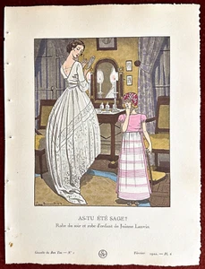 Pochoir impreso Gazette du Bon Ton ~ febrero 1920 ~ Pierre Brissaud Jeanne Lanvin - Imagen 1 de 2