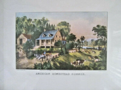 Currier & Ives Framed Print  SUMMER American Farm Homestead Farmhouse Vintage - Image 1 of 4