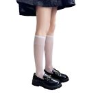 Breathable Thin Silk Socks Women Japanese Style Solid Color Over Calf Long Socks