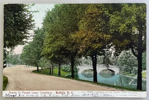 1905 UDB Postcard, Scene in Forest Lawn Cemetery BUFFALO AURORA NEW YORK Leipzig - Picture 1 of 2