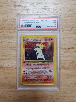 Pokemon PSA 1 Poor 2000 Typhlosion 18/111 1st Edition Neo Genesis Holo Card - Image 1 of 2