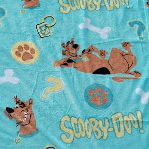 SCOOBY-DOO Ruh Roh Fleece Throw Blanket 43"x51” Northwest Co paw prints Teal - Picture 1 of 4
