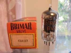 BRIMAR 12AU7 NEW OLD STOCK LONG BLACK PLATE BRITISH 1950'S VINTAGE VALVE TUBE - Picture 1 of 11