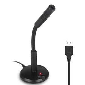 Computer Mini Condenser Microphone USB Stand Recording Mic For PC Desktop Laptop - Zdjęcie 1 z 13