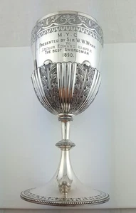 LARGE VICTORIAN SILVER TROPHY CUP 'THE BEST SWORDSMAN 1890' HM LONDON 1890 275g - Picture 1 of 19