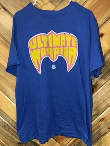 WWE Shirt Mens XLarge Blue Short Sleeve Crew Neck Casual Ultimate Warrior Logo - Picture 1 of 4