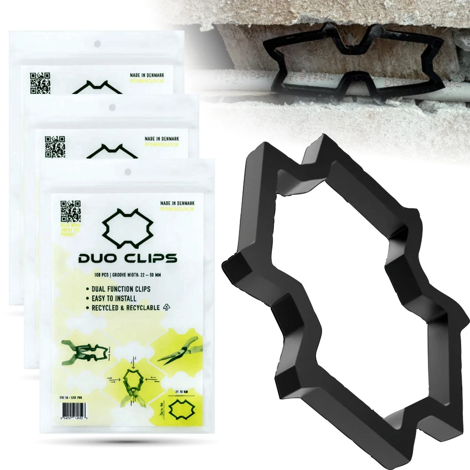 DUO CLIPS 300x Attache Câble Uni 22-50mm 3-Pack | Fixation de Câble électrique - Photo 1/4