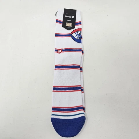 Men's Stance NBA Brooklyn Nets Hardwood Classics Stripes White Crew Socks / 9-13 Cover