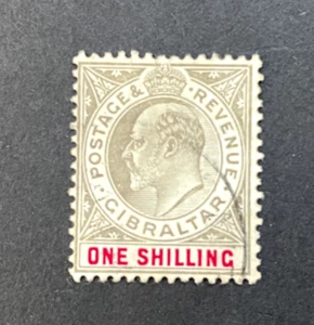 Gibraltar: 1906, King Edward VII definitive, 1/- SG 61a, Chalk Paper, FU. - Picture 1 of 2