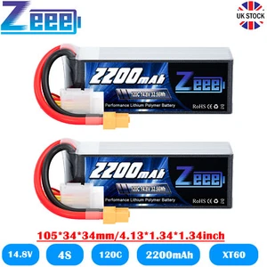 2x Zeee 4S Lipo Battery 14.8V 2200mAh 120C XT60 for Car UAV Drones Quadcopters - Picture 1 of 8