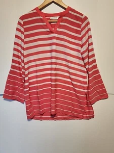 Sysan Graver Women's Pink White Striped V-neck Tunic Top Size 6 NWT - Picture 1 of 6