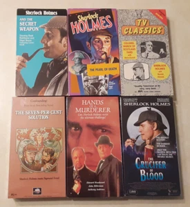 Sherlock Holmes VHS Mystery Movies Lot of 6 MOST NEW SEALED Basil Rathbone - Picture 1 of 7