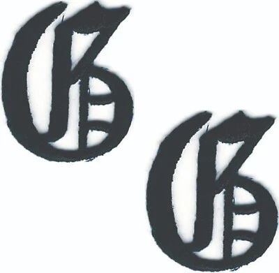 Black Old English Letter G Patch Embroidered Cut out Iron on (1 1/8") Lot of 2 - Image 1 of 2