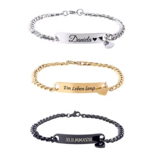 ID Edelstahl Armband mit Herzanhänger mit Gravur nach Wunsch Love 3 Farben NEU - Bild 1 von 14
