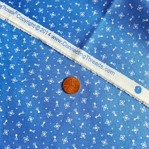 Novelty Mini Atomic Print Fabric Blue Quilting Cotton 35x44 - Picture 1 of 5