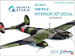 Calcomanía interior Quinta Studio QD48011 3D para Petlyakov Pe-2 (Zvezda 4809) 1/48 - Imagen 1 de 10