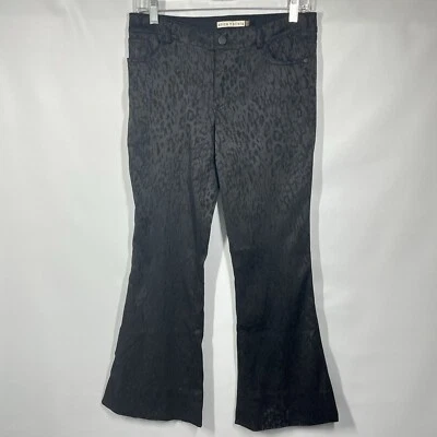 ALICE + OLIVIA Revolve Flare Leg Pants 4 Black Subtle Leopard Print Boho *Alt'd - Image 1 of 4