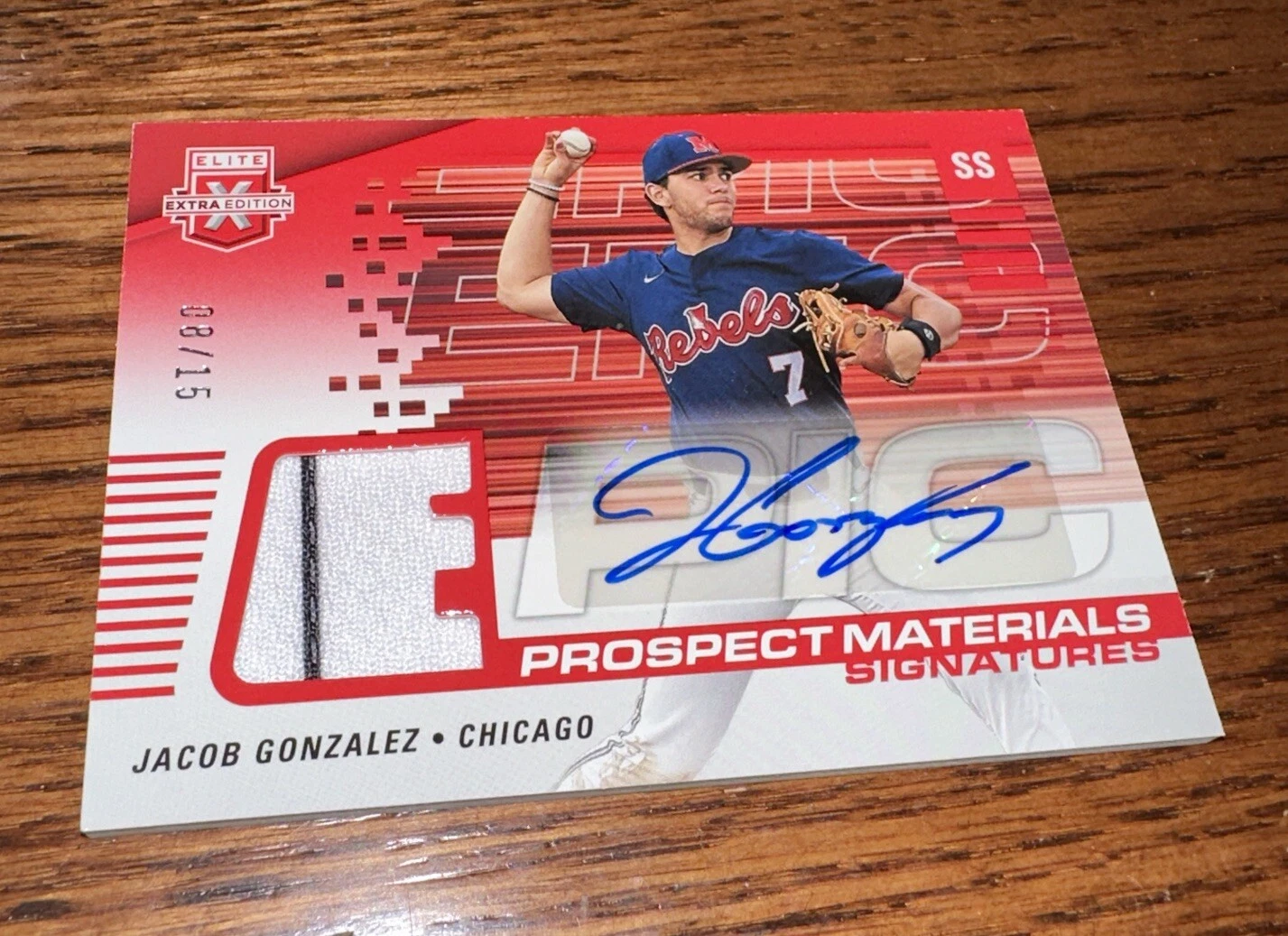 2023 Panini Elite Extra Edition Prospect Material Signatures Jacob Gonzalez /15