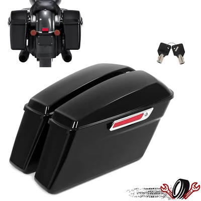 Vivid Black Hard Saddlebag Saddle Bags For Harley Touring Softail Dyna Sportster Foto 1 de 4