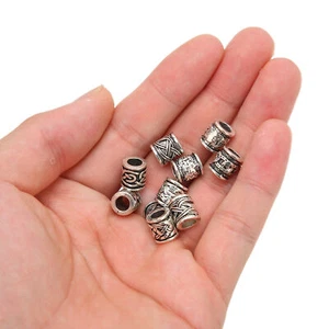 10PCS Viking Beard Beads Alloy Antique Norse Dreadlock Beads for Beard Hair DIY - Picture 1 of 12
