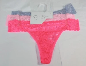 Neu mit Etikett 3er Set Jessica Simpson SPITZENTANGAS PINK PFIRSICHBLAU Gr. L - Bild 1 von 4