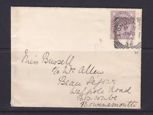 POSTMARK  GB:  LONDON SE. "36"  SQUARED CIRCLE,  TO BOURNMOUTH ON BACK - Bild 1 von 1