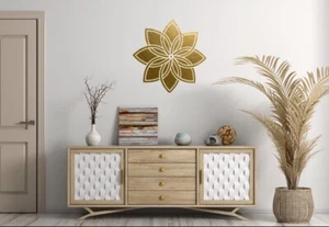 Gold Floral Print Wall Decal Sticker Modern Home Office Decor Wall Accent Sale - Picture 1 of 3