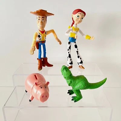 Lote de 4 Disney Pixar TOY STORY Woody Jessie Hamm Rex PVC Figura Decoración de Pasteles Foto 1 de 4