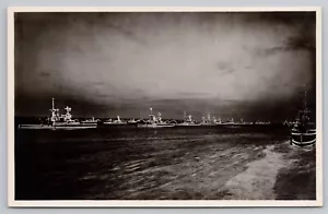 1935 RPPC British Naval Review (Grand Finale) Ships, King George V  Postcard UNP - Picture 1 of 3