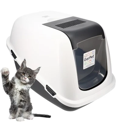 Katzenklo Katzen Hauben Toilette mit Deckel XXL 60 cm WC extrahohe Unterschale - Bild 1 von 4