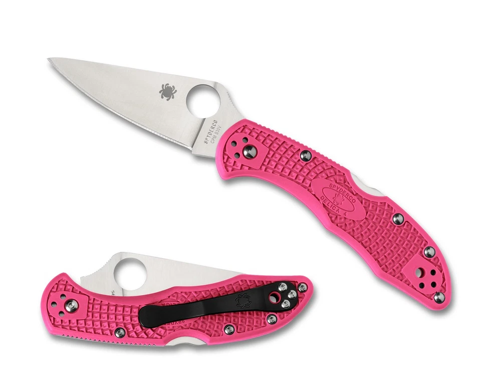 Cuchillos Spyderco Delica 4 Lockback Rosa FRN Negro Clip S30V C11FPPNS30V Foto 1 de 4