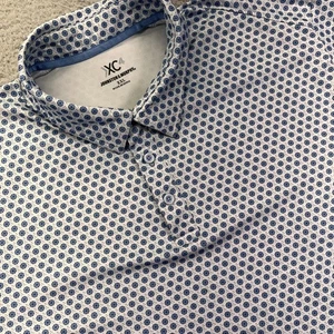 Johnston & Murphy XC4 Golf Polo Shirt Mens 2XL Blue Flower Print Performance - Picture 1 of 9