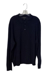 Banana Republic Merino Wool Sweater Mens XL Polo Black Preppy Classic Vintage - Picture 1 of 7