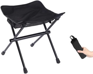 Camping Stool Lightweight Small Folding Chair 13 Inch Portable 13, Black - Picture 1 of 9