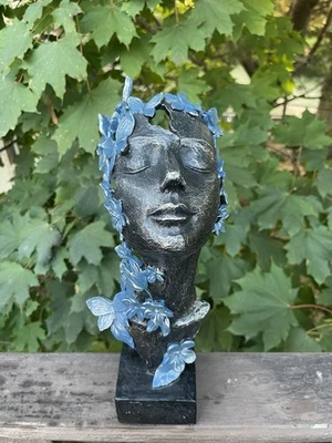 Abstract Surreal Female Face Mask Butterflies Sculpture Dali - Image 1 of 4