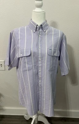 Vintage 80s Button Up Collared Striped Shirt - Single Stitch 417 By Van Huesen M - Image 1 of 4