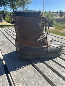 LL Bean Freeport Maine Bean Stiefel Herren 9M Braun Leder Entenstiefel Fleece Gefüttert - Bild 1 von 7