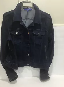 Woman’s Classic Dark Demin Jean Jacket With Stretch Size XL Apt.9 Zip Pockets - Picture 1 of 8