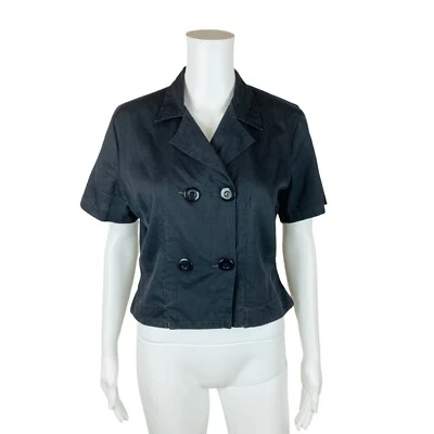 Blusa Top Manga Corta Vintage Años 50 Botones Negra | W 33" Foto 1 de 4