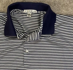 Polo de golf Peter Millar para hombre M camisa azul a rayas - Imagen 1 de 3