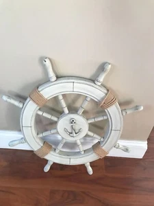 Captain Ship Wheel Nautical Decor For Home Beach Cottage Decoration - Picture 1 of 5