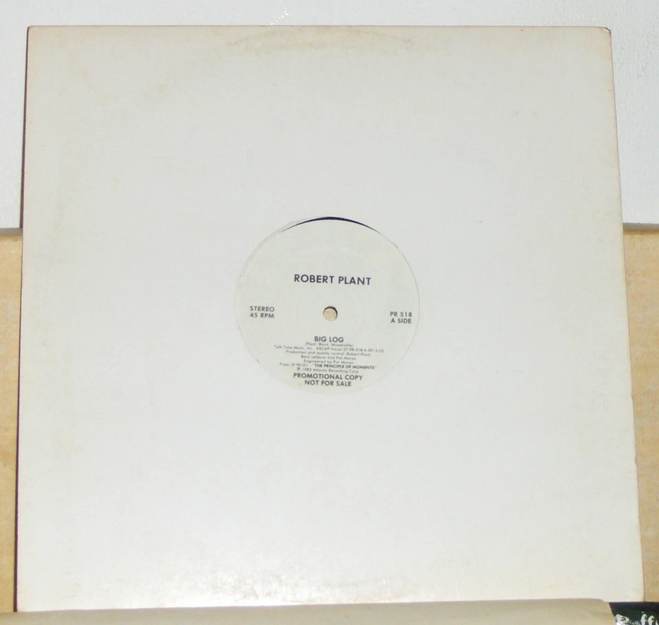 Robert Plant – Big Log - 1983 Promo 12 inch Single Record - Vinyl Excellent - Image 1 of 2