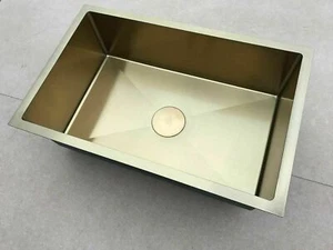 PVD Burnished Brass gold stainless steel kitchen single long sink R10 pantry - Foto 1 di 6